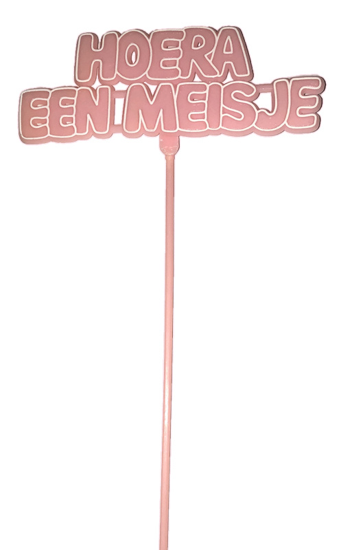 Cake Toppers Hoera een Meisje - 2 Stuks 