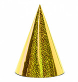 Holografische Feesthoedjes Goud - 6 Stuks