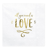 Servetten All you Need Is Love Wit/Goud