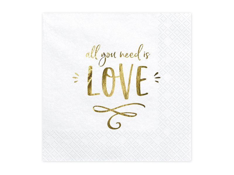 Servetten All you Need Is Love Wit/Goud afbeelding