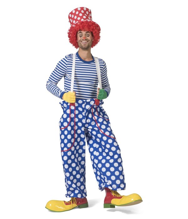 Clownsbroek Blauw/Wit Gestippeld
