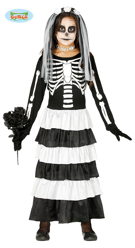 Skelet Bruid Kostuum Kind