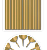 Taartkaarsjes 12 stuks + houders goud 12 stuks