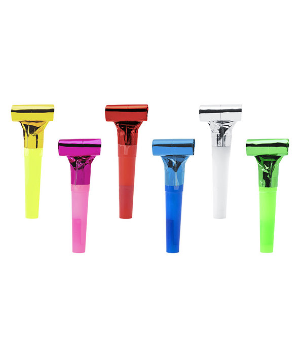 Gekleurde roltong toeters 6 stuks