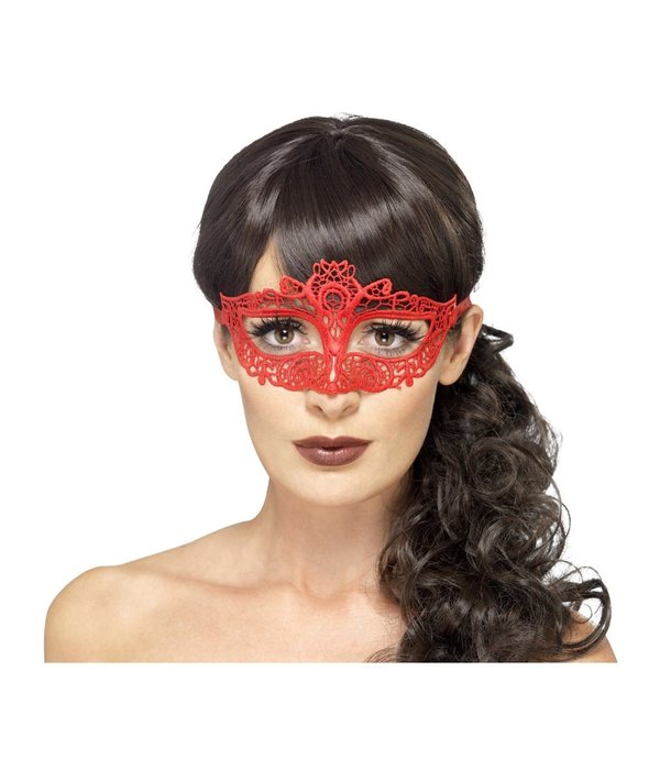 Oogmasker Rood Geborduurd Kant
