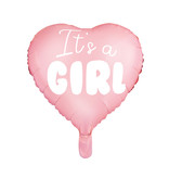 Folieballon Hart licht pink It's a girl 45cm