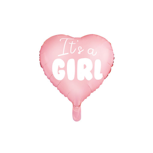 Folieballon Hart licht pink It's a girl 45cm