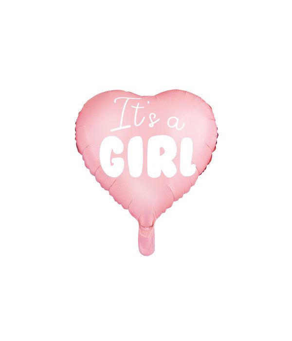 Folieballon Hart licht pink It's a girl 45cm