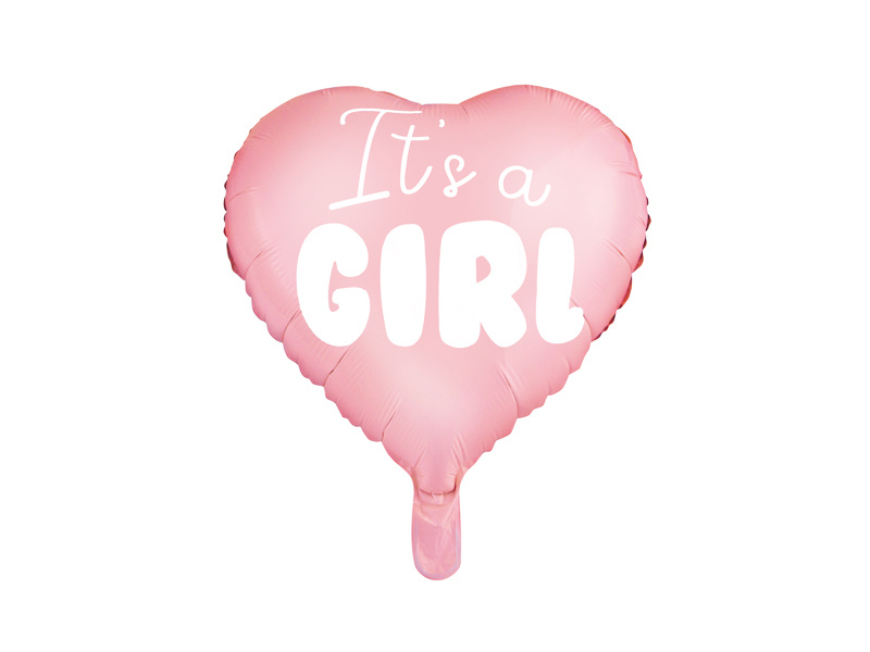 Folieballon Hart licht pink It&apos;s a girl 45cm