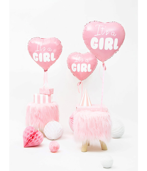 Folieballon Hart licht pink It's a girl 45cm