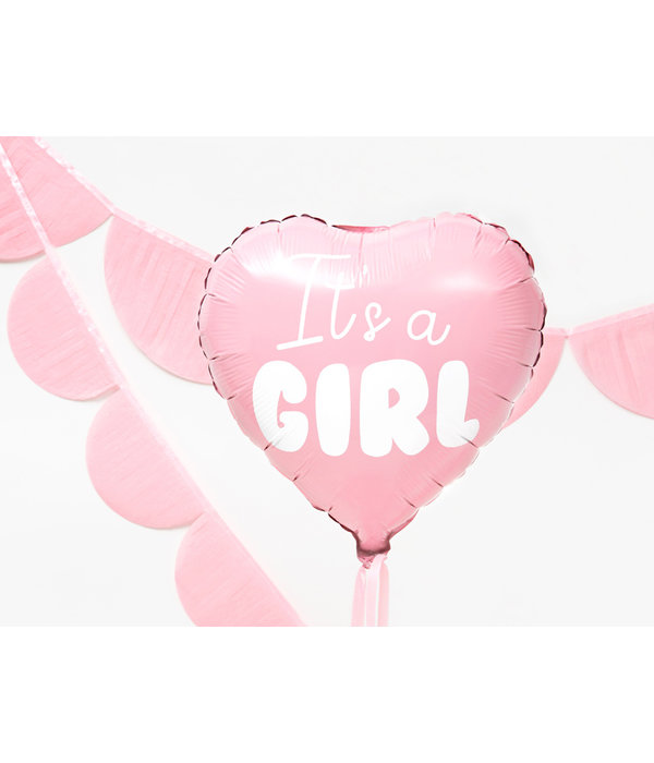Folieballon Hart licht pink It's a girl 45cm
