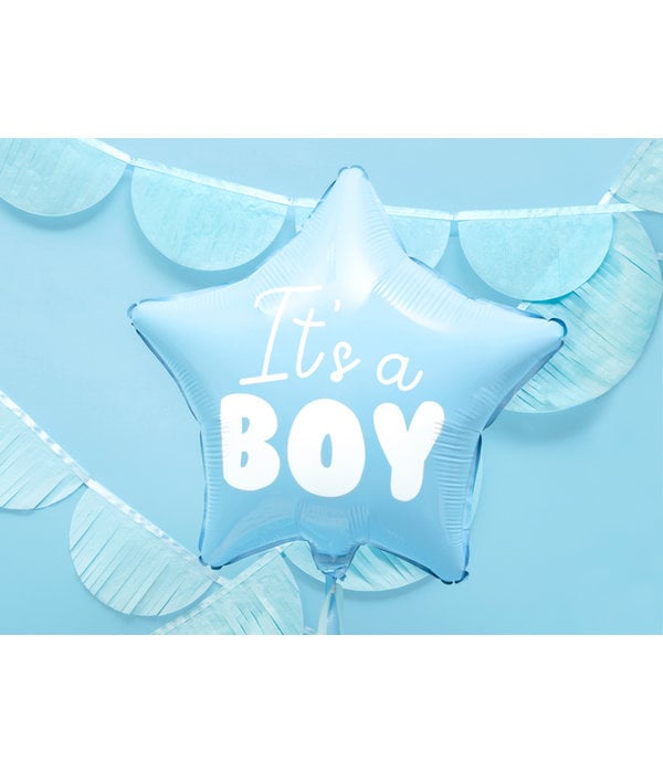 Folieballon Ster lichtblauw It's a boy 48cm