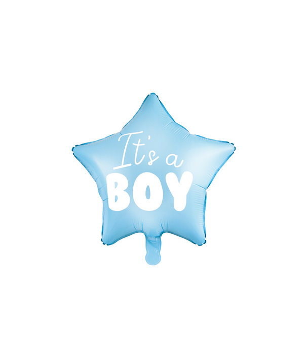 Folieballon Ster lichtblauw It's a boy 48cm