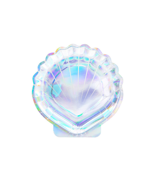 Zeemeermin zeeschelp bordjes regenboog (6st)