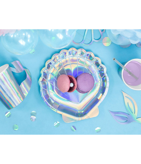 Zeemeermin zeeschelp bordjes regenboog (6st)