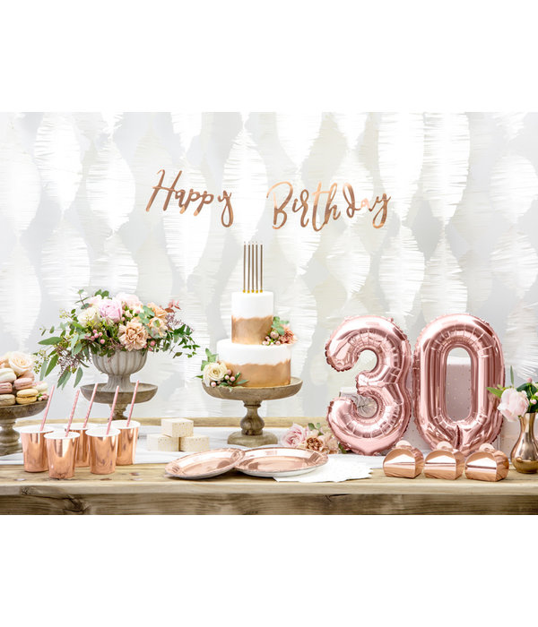 Ronde feestborden rose goud 6 stuks