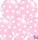 Ballon baby roze pastel met witte stippen 6 stuks
