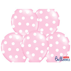 Ballon baby roze pastel met witte stippen 6 stuks