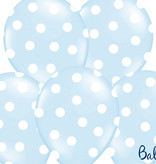 Ballon baby blauw pastel met witte stippen 6 stuks