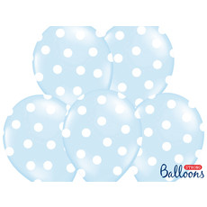 Ballon baby blauw pastel met witte stippen 6 stuks