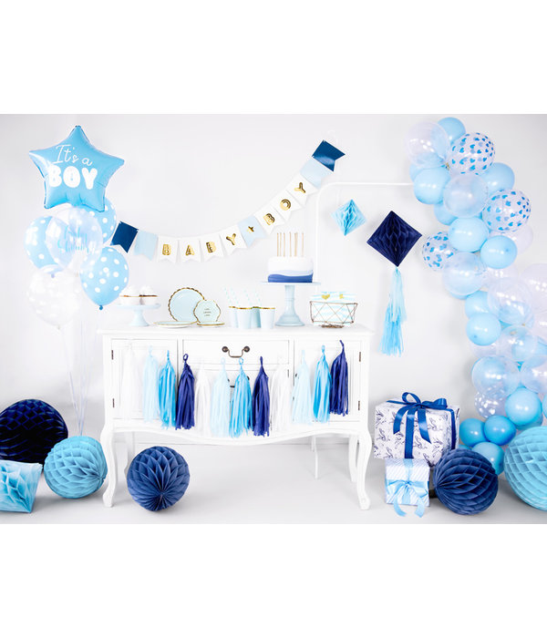 Ballon baby blauw pastel met witte stippen 6 stuks