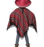 Mexicaanse Poncho Rood/Zwart Miguel Kind
