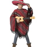 Mexicaanse Poncho Rood/Zwart Miguel Kind