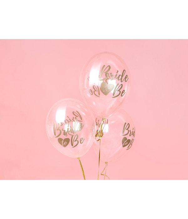 Transparante ballonnen Bride To Be Goud/Brons (6st)