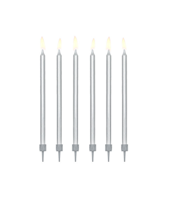 Taartkaarsjes zilver 12,5cm - 12 stuks