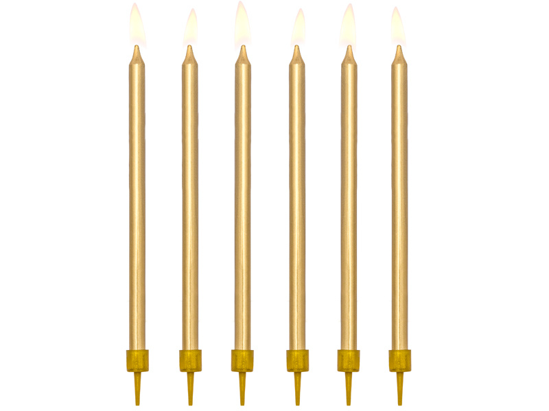 Taartkaarsjes goud 12,5cm - 12 stuks
