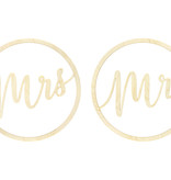 Houten Hangdecoratie "Mr" & "Mrs"