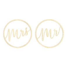 Houten Hangdecoratie "Mr" & "Mrs"