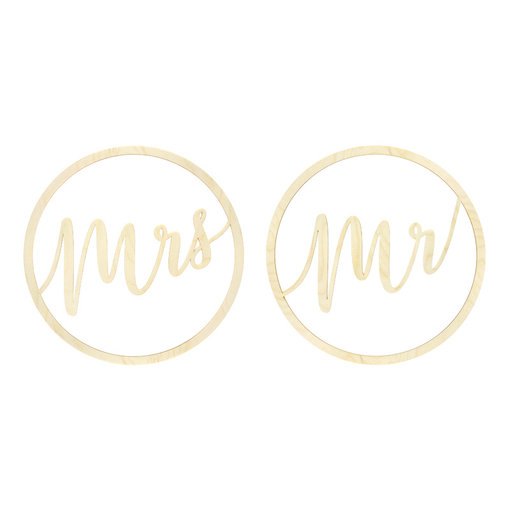 Houten Hangdecoratie "Mr" & "Mrs"