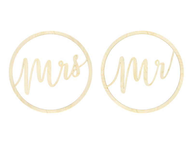 Houten Hangdecoratie "Mr" & "Mrs"