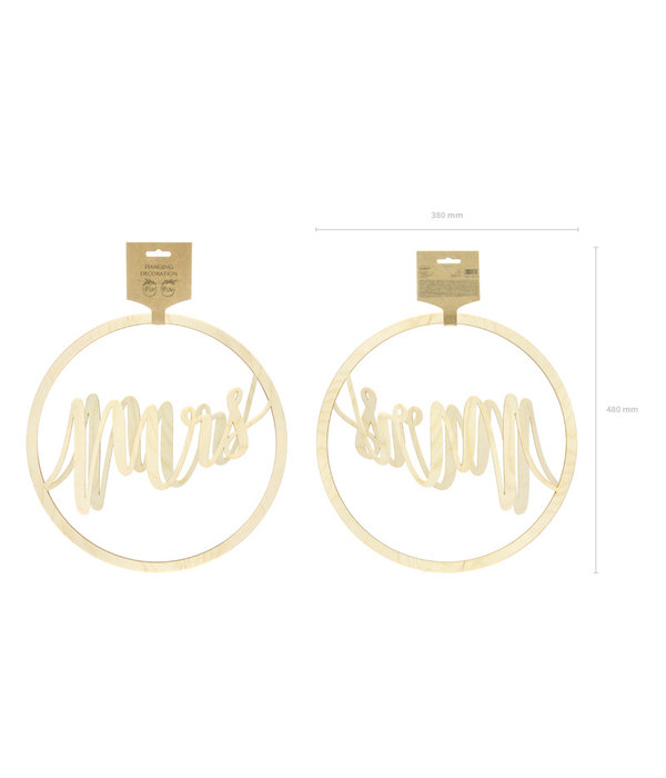 Houten Hangdecoratie "Mr" & "Mrs"