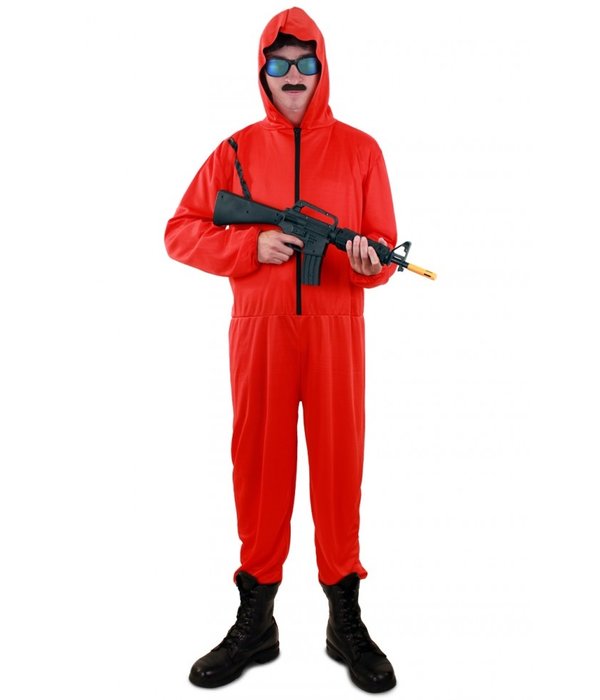 Rode overall met capuchon unisex