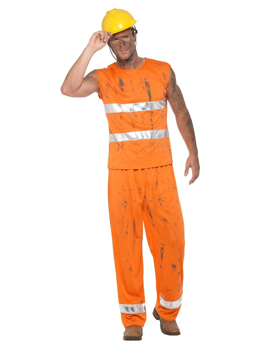 koud Uitgebreid Vakman Bouwvakker Kostuum Oranje - Feestbazaar.nl