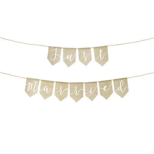 Just Married vlaggenlijn jute