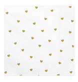 Witte Servetten met gouden hartjes 20 stuks