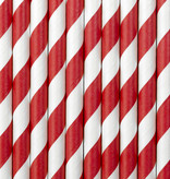 Papieren rietjes rood/wit gestreept 10 stuks