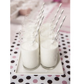 Papieren rietjes zilver/wit gestreept 10 stuks