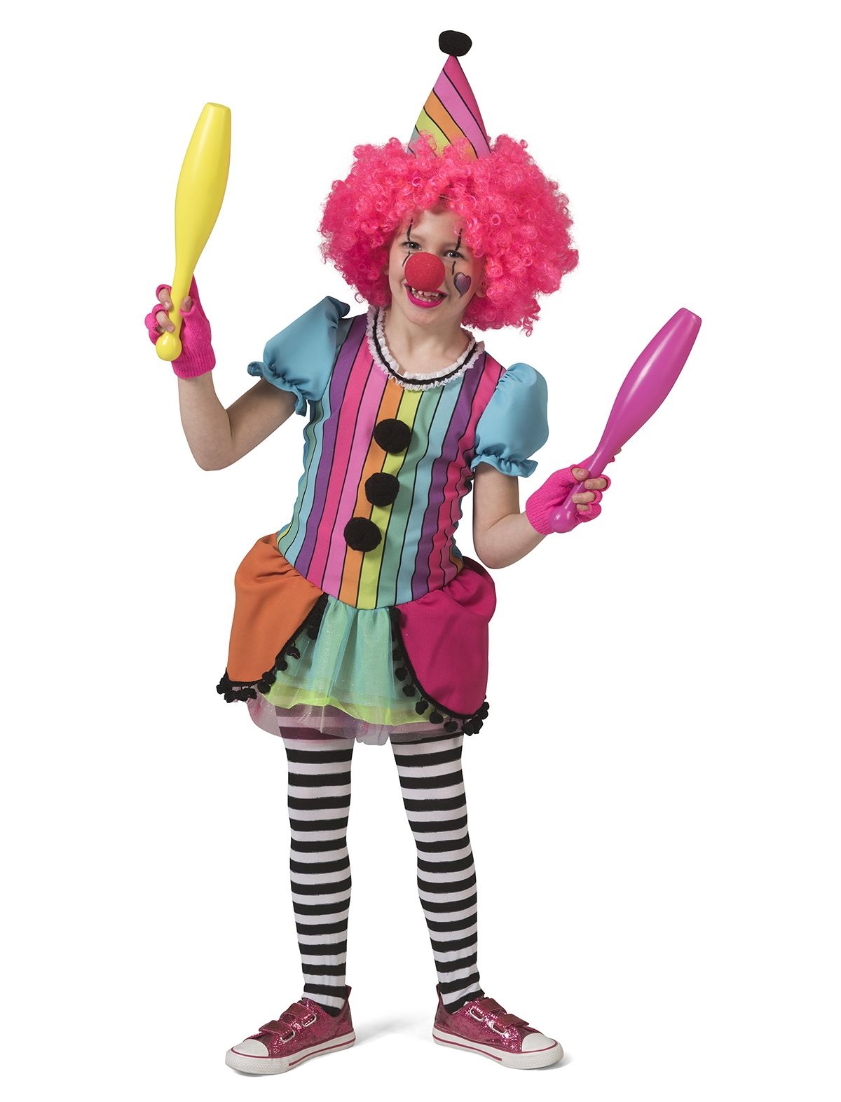 Regenboog Clown Kostuum Meisje afbeelding