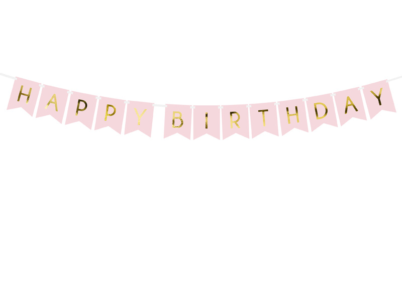 Letterslinger Happy Birthday Lichtroze afbeelding
