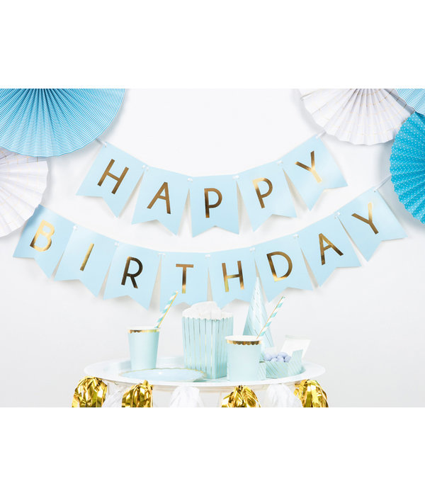 Letterslinger Happy Birthday Lichtblauw