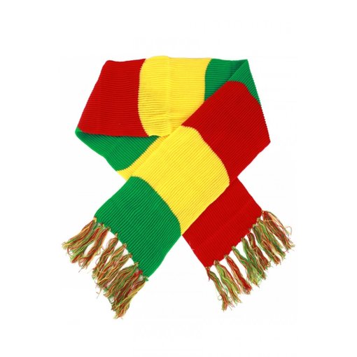 Sjaal gebreid rood/geel/groen 160 x 18 cm