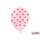 Ballonnen Pastel Pink met Rode Hartjes (6st)