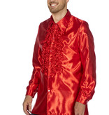 Ruchesblouse satijn rood Kevin