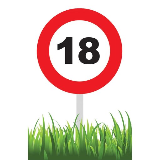 Verkeersbord 18 jaar Tuin