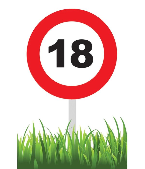 Verkeersbord 18 jaar Tuin