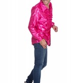 Ruchesblouse satijn cyclaam